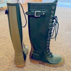 Hunter Green Lace Up Hunter Wellies